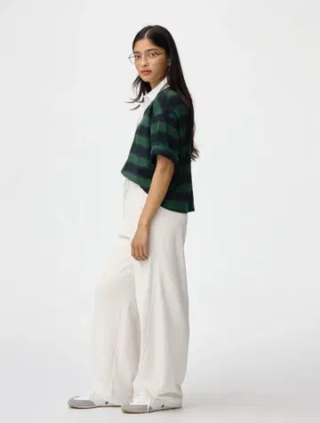 미사용 새상품 GU 스웨트 배럴 레그 팬츠 XL 내추럴 화이트
