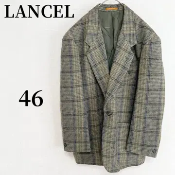 LANCEL 란셀 울 혼방 체크 무늬 테일러드 자켓 46 사이즈