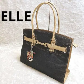 ELLE 데님 가죽 참 새상품급 악어 엠보싱