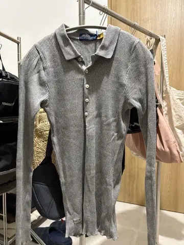 POLO RALPH LAUREN 그레이 긴팔 피케 셔츠 M