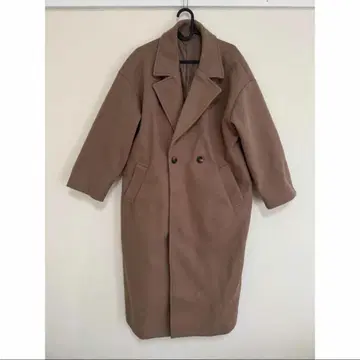 브라운 더블 버튼 롱 코트