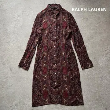 RALPH LAUREN 원피스 긴팔 셔츠 원피스 페이즐리 무늬 실크