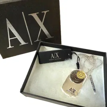 Armani Exchange 도그 태그 목걸이 실버 펜던트 새상품