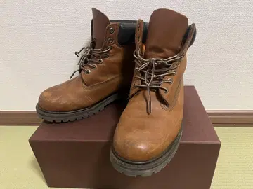 HAWKINS 브라운 가죽 워크 부츠 하이컷 통굽 부츠