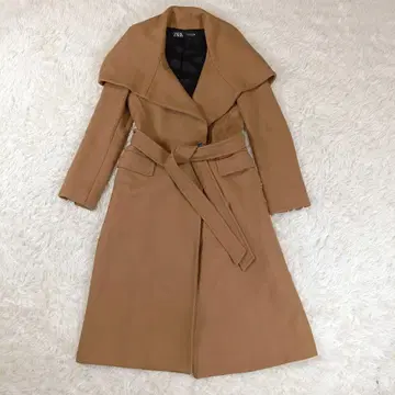 ZARA 만테코 숄카라 여배우 옷깃 롱 코트 벨트 카멜