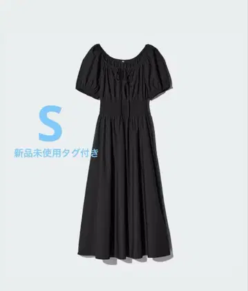 택 포함 미사용 새상품 유니클로 볼륨 슬리브 원피스 UNIQLO S