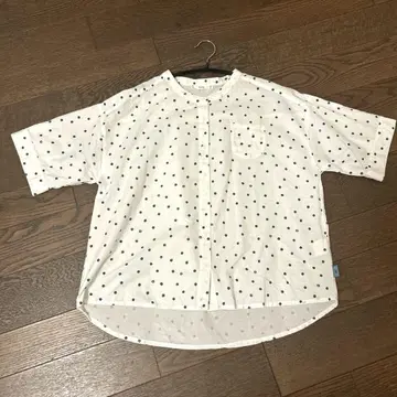 Keito 반팔 반소매 도트 셔츠 코튼 요요 패턴