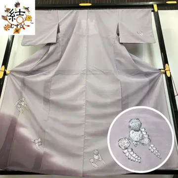 MK-1673 여름 기모노 명주 후츠사게 손그림 츠지가하나 문양 연보라색