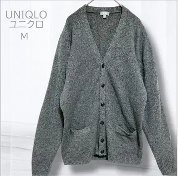 UNIQLO 유니클로 그레이 V넥 가디건 M 양 사이드 포켓