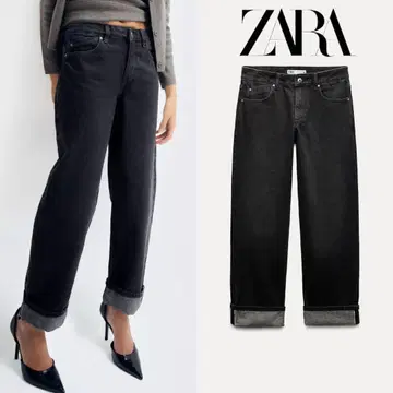 ZARA Z1975 셀비지 스트레이트 레그 미드 라이즈 청바지 34