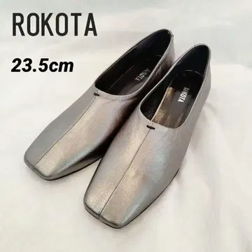 새상품 ROKOTA 실버 스퀘어토 로퍼 건메탈 23.5cm