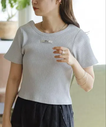 kastane 니트 태그 리브 TEE 블루