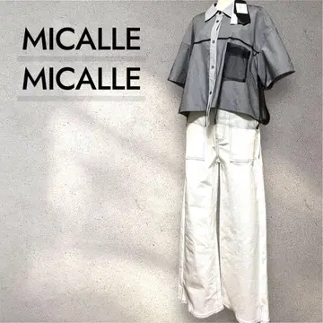 미사용 새상품 MICALLEMICALLE 그레이 튤 레이어드 반팔 셔츠