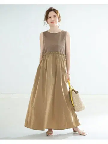 Demi-Luxe BEAMS / 드로스트 콤비 슬리브리스 원피스 38
