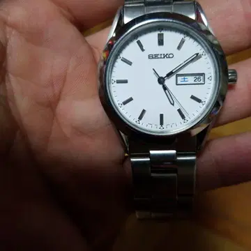 SEIKO 7N43-9080 수동 와인딩 시계 화이트 다이얼 스테인리스