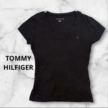 TOMMY HILFIGER 블랙 V넥 티셔츠 심플 돌려입기 좋음