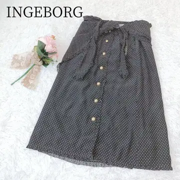 [ INGEBORG/잉게보르그 ] 롱 스커트 도트 플레어 핑크하우스