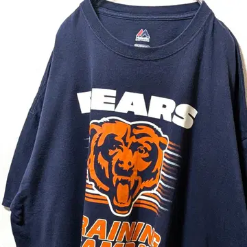 마제스틱 NFL 시카고 베어스 빅 로고 티셔츠 네이비 2XL 구제 의류