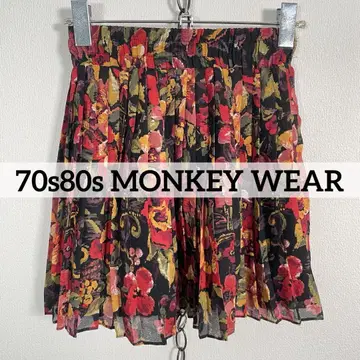 USA 제작 70s80s MONKEY WEAR 꽃무늬 플리츠 미니스커트