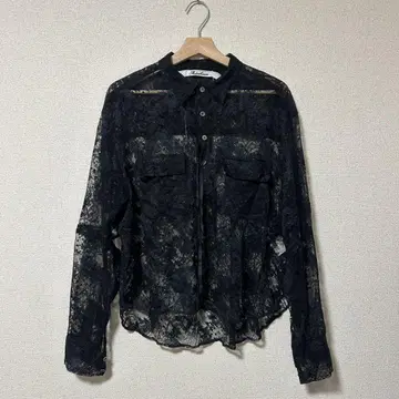 Midorikawa 23SS 레이스 pullover 셔츠 블랙