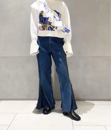 77circa x raybeams 프릴 헴 데님 리메이크 재구축 데님