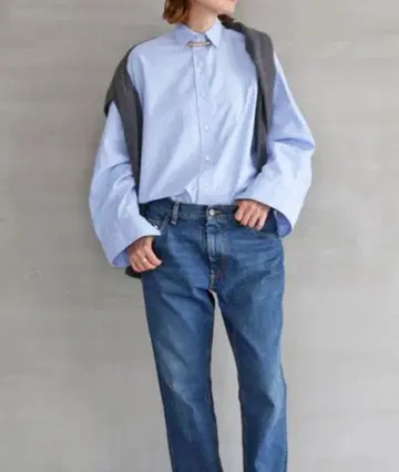 Deuxieme Classe nova 와이드 셔츠 색스 블루