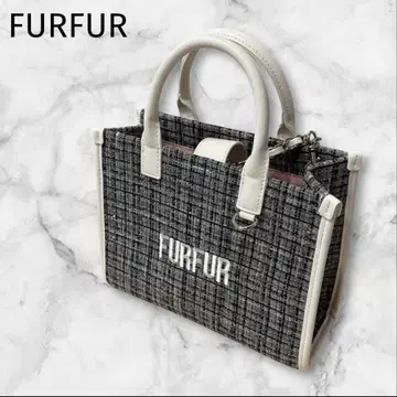 [새상품급] FURFUR 트위드 로고 토트백 그레이
