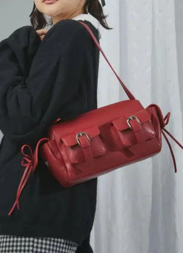 메리제니 리본 포켓 숄더 bag 레드
