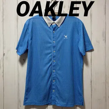 OAKLEY 오클리 반팔 셔츠 골프 스트라이프 원포인트 자수 로고