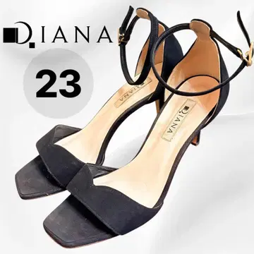 DIANA/다이애나 스트라이프 샌들 블랙 벨로아 데이트 메탈 부품