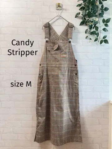 Candy Stripper 체크 무늬 오버롤풍 멜빵 스커트 (M)