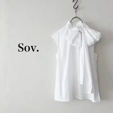 Sov. 보우타이 슬리브리스 블라우스