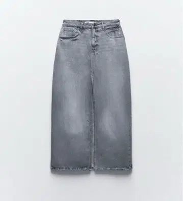 ZARA Z1975 슬릿 데님 미디 스커트 그레이 XS 롱