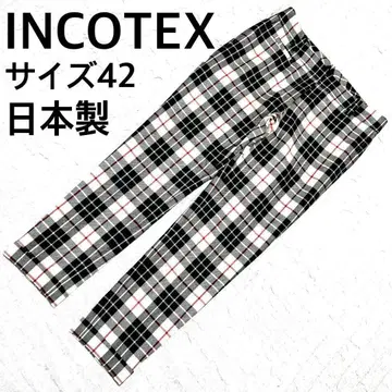 INCOTEX 인코텍스 울 체크 팬츠 사이즈 42 울 100%