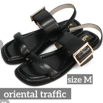 oriental traffic 벨트 버클 플랫 샌들 블랙 M 사이즈