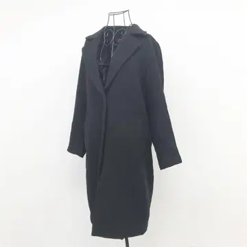유나이티드 애로우즈 롱 코트 아우터 M 블랙 울 혼방 이탈리아제 심플