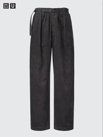 UNIQLO U 코듀로이 턱 와이드 팬츠 L 다크 그레이