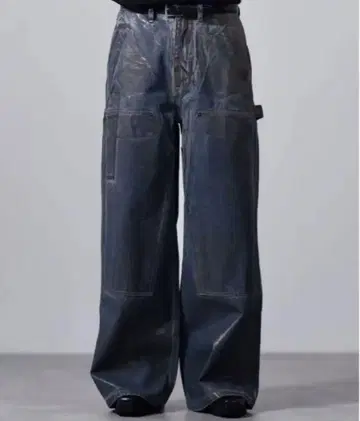 CLEL 특수 가공 더블니 데님 팬츠 블루 L