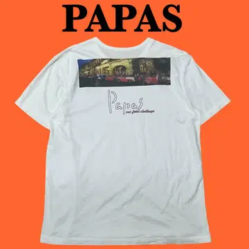 PAPAS 파파스 백 로고 양면 프린트 코튼 티셔츠 면 100% LL