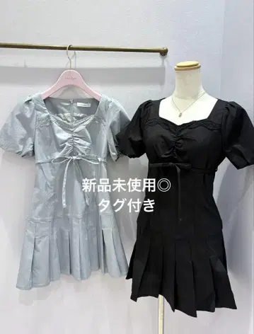 evelyn 츠시로 미즈키 콜라보 데님 플리츠 미니 원피스