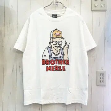 택 포함 새상품 BROTHER MERLE T셔츠 패러디 유머 화이트