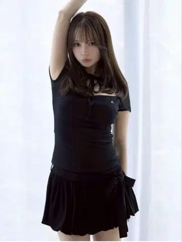 ANDMARY Roy ribbon tops black