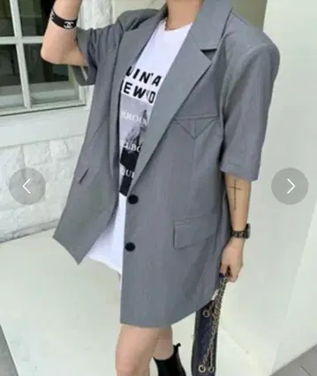 바이무니르 5분소매 자켓 반팔 자켓 그레이 디스코트 A I CEMODA