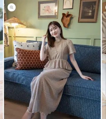 새상품급! 메종에쉘 에어리 셔링 원피스 베이지