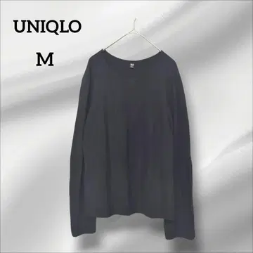 유니클로 긴팔 니트 스웨터 라운드넥 블랙 심플 M