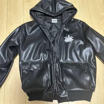 9090 후드 부착 가죽 자켓