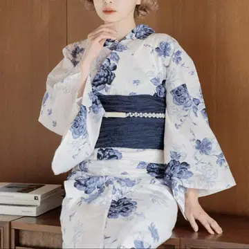 dita 유카타 네이비 수채화 물망초색 네이비 블루 파랑 네이비