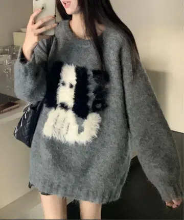 DOG 패턴 자카드 니트 풀오버