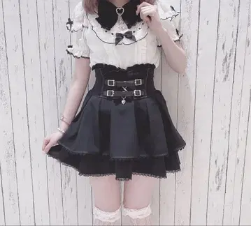 LIZLISA 2단 리본 벨트 치마바지 지뢰 양산형 스커트