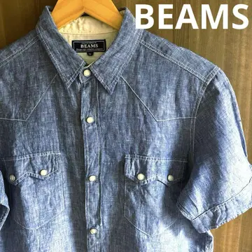 [ 멋쟁이 ] BEAMS 바지 웨스턴 린넨 셔츠 스냅 버튼